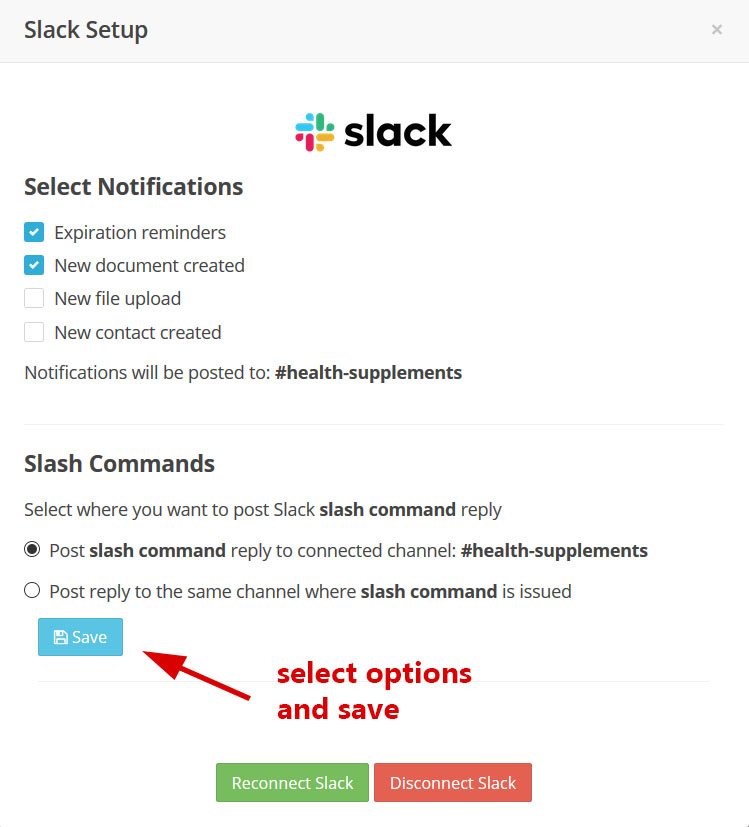 Remindax integration in Slack